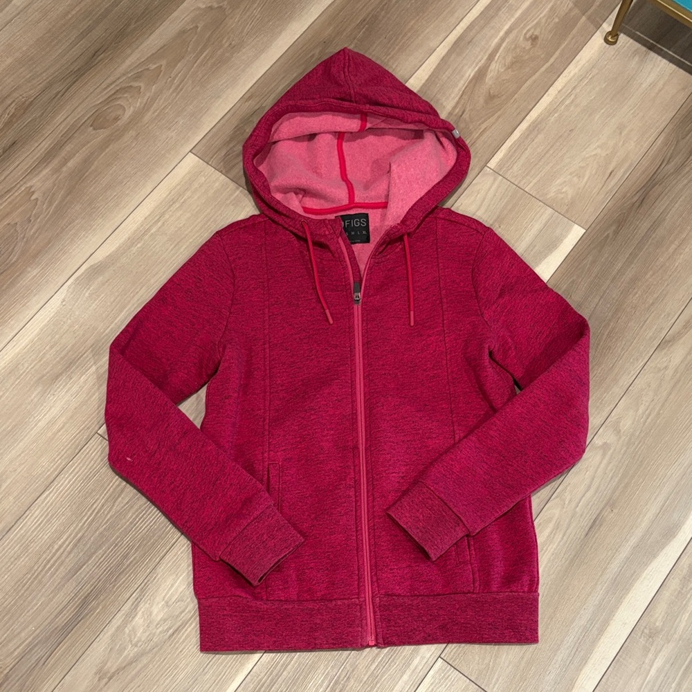 Heathered pink figs hooded jacket